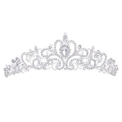 TinkSky Wedding Tiara Rhinestones Crystal Bridal Headband Pageant Princess Crown