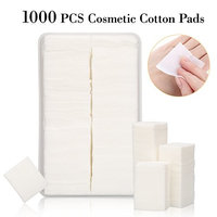 1000Pcs Lint Free Nail Wipes Nail Art Gel Polish Remover Cotton Pads in a Plastic Box – Soft Absorbent Manicure Makeup Cosmetic Cotton Pads