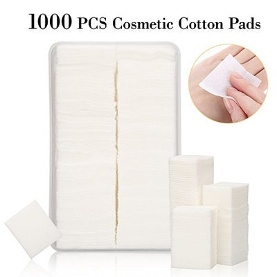 1000Pcs Lint Free Nail Wipes Nail Art Gel Polish Remover Cotton Pads in a Plastic Box – Soft Absorbent Manicure Makeup Cosmetic Cotton Pads