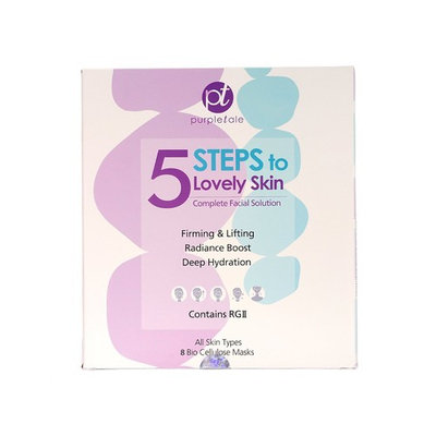 Purpletale 5 Steps To Lovely Skin Complete Facial Solution Firming and Lifting Hydrating RGII Face Mask - Pack of 8