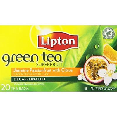 Lipton® Green Tea Bags, Superfruit Decaf, Jasmine Passionfruit with Citrus