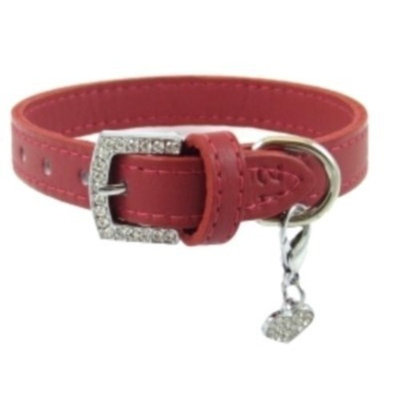 Furry Fashionista Jeweled Buckle Leather Dog Collar By FURRY
