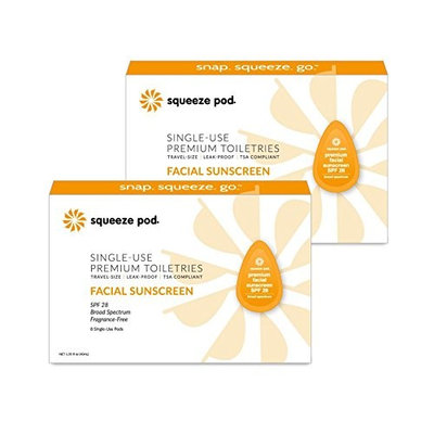 Squeeze Pod Travel Facial Sunscreen - 16 Single Use Pods – Fragrance Free, TSA Approved Travel Size Sunblock Made with Premium Natural Ingredients - Best for Air Travel, Camping, Hiking & Golf Bag SS7