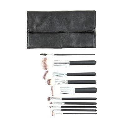 Crown Brush - 10-Piece Black Syntho Brush Set with Case - Set 516