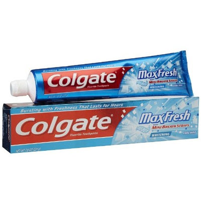 Colgate Max Fresh Gel Toothpaste, Fluoride, Cool Mint, with Mini Breath Strips, 7.8 Ounces (Pack of 4)