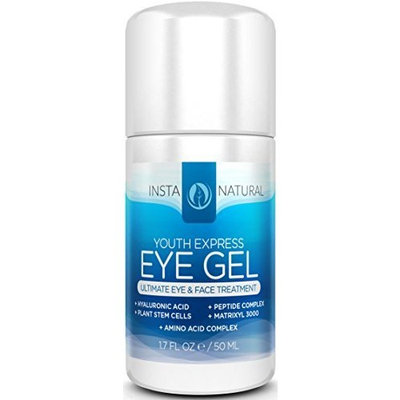 Eye Gel Cream - Wrinkle, Dark Circle, Fine Line & Redness Reducer - Pure & Organic Anti Aging Blend for Men & Women with Hyaluronic Acid - Fight Bags & Lift Skin Under Eyes - InstaNatural - 1.7 oz
