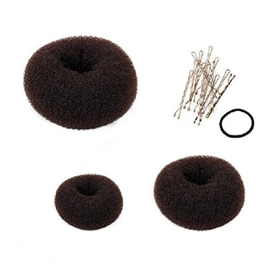 Pixnor 3pcs Bundle Chignon Hair Donuts Ring Style Bun Maker Large Medium Small Brown