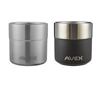 Avex Sundownder Insuated Rock Glass 13oz, Stainless & Slate (2 Pack)