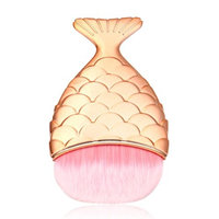 MMUA Mermaid Fish Scale Makeup Fishtail Bottom Powder Blusher Cosmetic Brush (Rose G