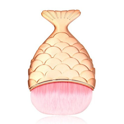 MMUA Mermaid Fish Scale Makeup Fishtail Bottom Powder Blusher Cosmetic Brush (Rose G
