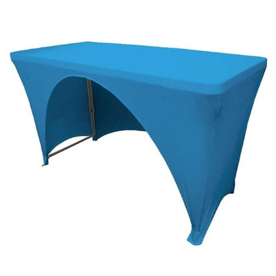 LA Linen TCSpandex-OB48x30x30-TurquoiseX52 Rectangular Open Back Spandex Tablecloth, Turquoise - 48 x 30 x 30 in.