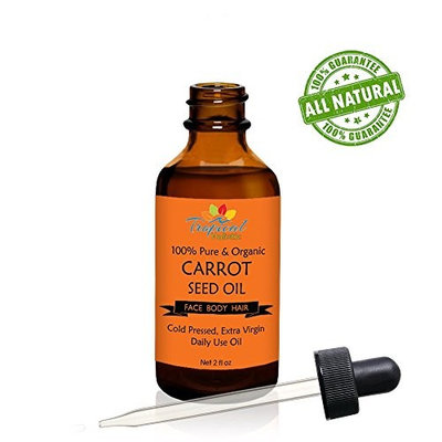 100% Pure Organic Carrot Seed Oil 2 oz - Unrefined Cold Pressed Extra Virgin For Face, Hair, Body, Nails, Massage Oil By Tropical Holistic