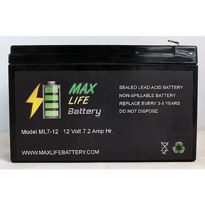 Max Life Battery - ML7-12 - 12V 7.2AH Battery Fits Aqua Vu Marcum Vexilar - ML7-12ALT44