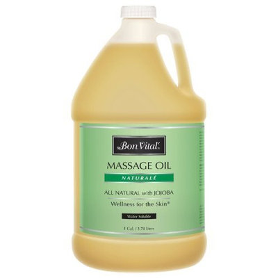 Bon Vital Naturale Massage Oil Made with Natural Ingredients for an Earth-Friendly & Relaxing Massage, Revives and Rehydrates Dry Skin Naturally, with Green Tea Extract for Added Skin Benefits, 1 Gal