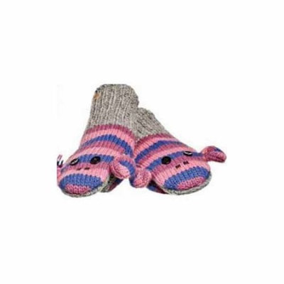Kids Purple Striped Sock Monkey Mittens by Knitwits - AK2709P, One Size