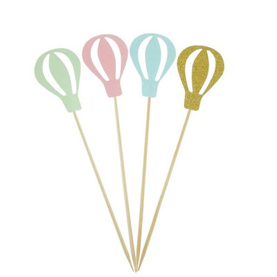 Hot Air Balloon Cake Cupcake Toppers for Birthday Wedding Baby Shower Decoration Pack of 24 by GOCROWN