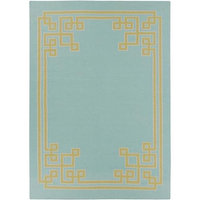 8' x 11' Resplendent Powder Blue and Lime Hand Woven Wool Area Throw Rug