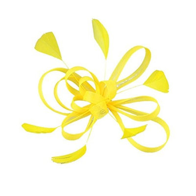 Frcolor Feather Hair Clip Fascinator Wedding Bridal Hair Accessory (Yellow)