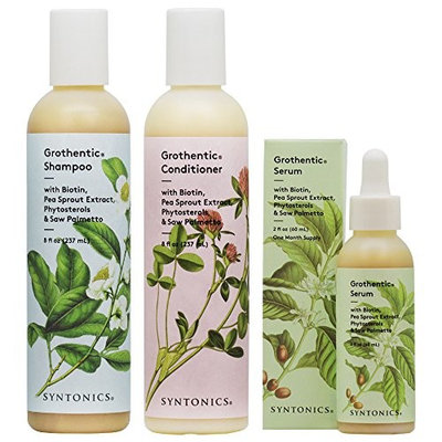 Syntonics Grothentic Scalp and Hair Care System for Thinning Hair 3-Steps Set (Shampoo, Conditioner & Serum)