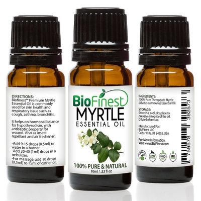 BioFinest Myrtle Oil - 100% Pure Myrtle Essential Oil - Soothe Cough, Asthma, Bronchitis - Premium Quality - Therapeutic Grade - Best For Aromatherapy - with E-Book and Dropper (100ml)
