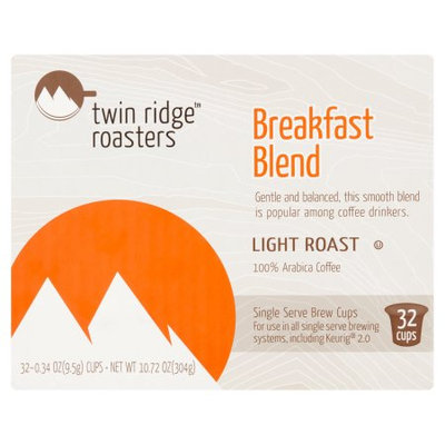 Trilliant Food & Nutrition, Llc Twin Ridge Roasters Light Roast Breakfast Blend Coffee Single Serve Brew Cups, 0.34 oz, 32 count