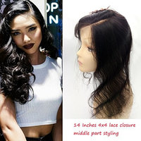 Wakequeen Hair Brazilian Body Wave Top Closure Unprocessed Human Hair 4x4 Lace Closure Bleached Knots with Baby Hair Middle Part Closure(12