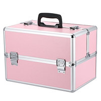Docooler Lockable Cosmetic Organizer Box Foldable Makeup Train Storage Case Holder 2 Layers
