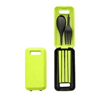 DZT1968 Creative Green Travel Folding Chopsticks Spoon Fork Three-Piece Combination