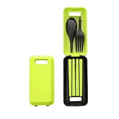 DZT1968 Creative Green Travel Folding Chopsticks Spoon Fork Three-Piece Combination