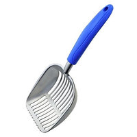 Chibuy The Latest Update POLISHING Metal Cat Litter Scoop with Blue Handle, Giant Aluminum Alloy with TABS/Round Teeth Pet Kitty Litter Scooper