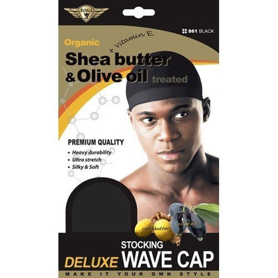 Healthy Treated Wave Deluxe Stocking Wave Cap Black (3 Pack)