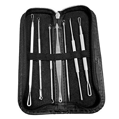Stainless Steel Acne Needle,Kasien 7pcs Stainless Facial Acne Spot Pimple Remover Extractor Tool Comedone