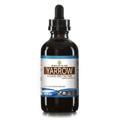 Secrets Of The Tribe Yarrow Tincture Alcohol-FREE Extract, Organic Yarrow (Achillea millefolium) Dried Leaf and Flower 4 oz