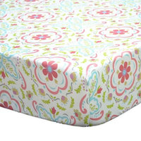 The Peanut Shell Gia Floral Damask Fitted Crib Sheet
