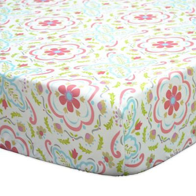 The Peanut Shell Gia Floral Damask Fitted Crib Sheet