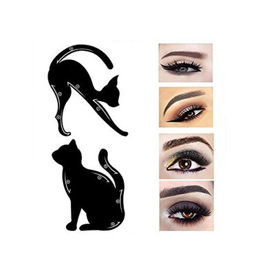 AMA(TM) 2Pcs Women Cat Line Pro Eye Makeup Tool Eyeliner Stencils Template Shaper Model