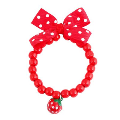 Bow Strawberry Decoration Stretch Pet Dog Puppy Cat Necklace Red S