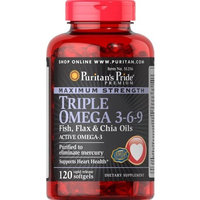 Puritan's Pride Maximum Strength Triple Omega 3-6-9 Fish, Flax & Chia Oils-120 Softgels