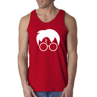 Way 843 - Men's Tank-Top Harry Potter Hair Glasses Lightning Bolt XL Red