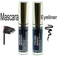 Black Mascara & Eyeliner Waterproof Liquid Makeup Long Lasting | Kit Of 2