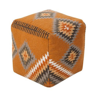 Surya 18 in. Southwest Cube Wool Pouf