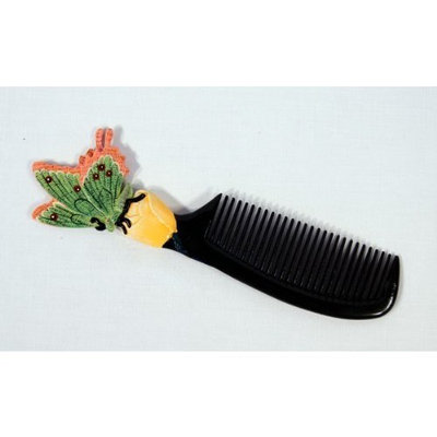 Handpainted Green Butterfly Insect Comb