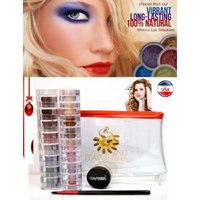 ITAY Mineral Cosmetic 2 x 8 Stack Eye Shimmers in OroLinda and Nature Beauty+Luminous, Glowing,Full Coverage Travel Size Foundation (2.5 Grams) in MF7 Italian Biscotti+Oval Eye Shimmer Brush+Clear Airplane Travel Cosmetic Bag(Bundle of 5 Items)