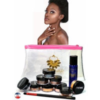 ITAY Mineral Cosmetics Au Naturel Collection 8 Singles+2.5 Gram Travel Size Full Coverage Foundation+Mica & Glitter Primer Bond+Oval Eye Shimmer Brush+Clear Airplane Travel Cosmetic Bag (Bundle of 12 Items) (MF9 Taramisu)