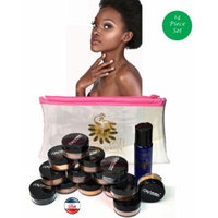 ITAY Mineral Cosmetics Au Naturel Collection 12 Singles+2.5 Gram Travel Size Full Coverage Foundation+Mica & Glitter Primer Bond+Oval Eye Shimmer Brush+Clear Airplane Travel Cosmetic Bag (Bundle of 16 Items) (MF9 Taramisu)