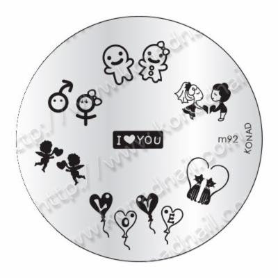 Konad 1 Image Plate Choose From M92,M97,M96,M95,M93,M94,M99,M98,M100,M63+2 Way Nail Stamper+Clear Airplane Travel Cosmetic Bag (Bundle of 3 Items) (M92)