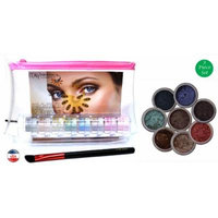 ITAY Mineral Cosmetics 8 Stack Eye Shimmers in RoseBelle+Angle Eye Shadow Brush+Clear Airplane Travel Cosmetic Bag(Bundle of 3 Items)