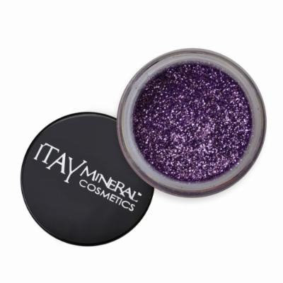ITAY Mineral Cosmetics 1 Glitter Powder+Mica & Glitter Primer and Bond+Eye Shimmer Brush+ Clear Airplane Travel Cosmetic Bag (Bundle of 4 Items) (G09 Violet)