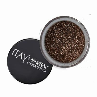 ITAY Mineral Cosmetics 1 Glitter Powder+Mica & Glitter Primer and Bond+Eye Shimmer Brush+ Clear Airplane Travel Cosmetic Bag (Bundle of 4 Items) (G21 Golden Brown)
