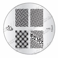 Konad Gold Black+White Special Polish+Image Plate+Clear Airplane Travel Cosmetic Bag (Bundle of 4 Items) (M96)